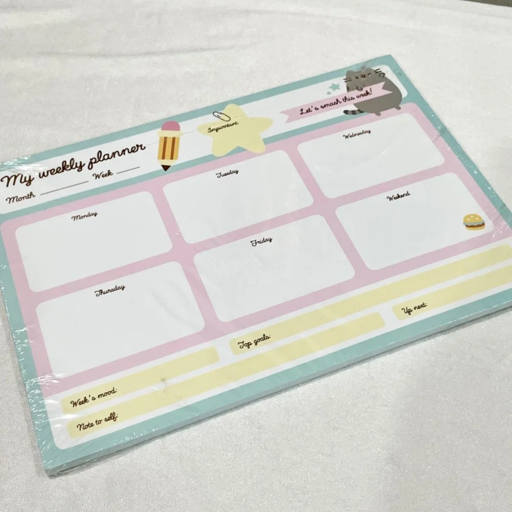 Pusheen Snacks Weekly Schedule Planner Stationary Desk Pad 2020 Kawaii Cat *NEW*